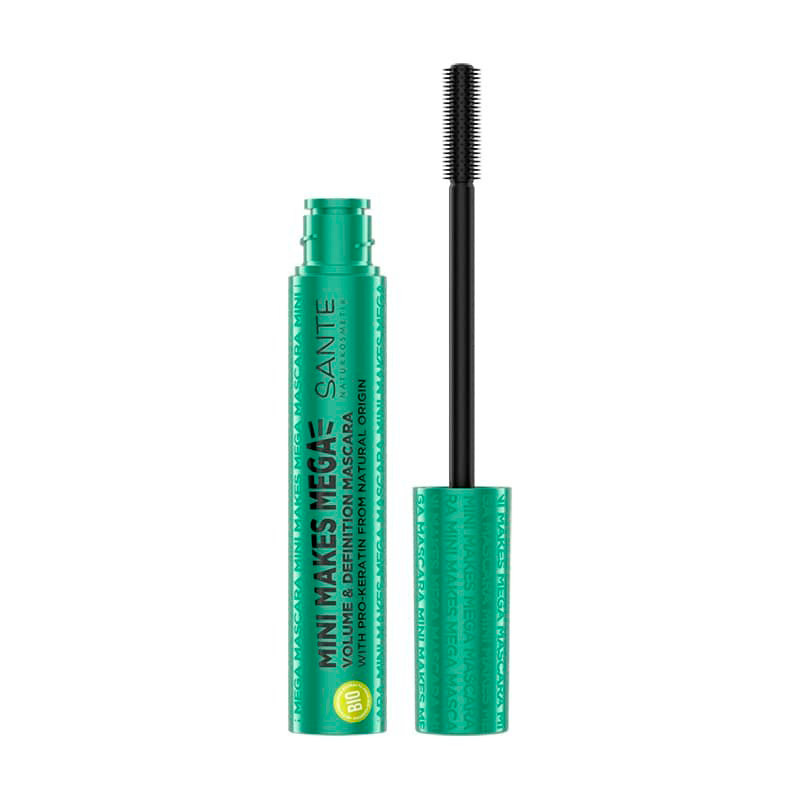 Туш для вій Sante Mini Makes Mega Volume &amp; Definition Mascara з про-кератином, чорна, 8 мл